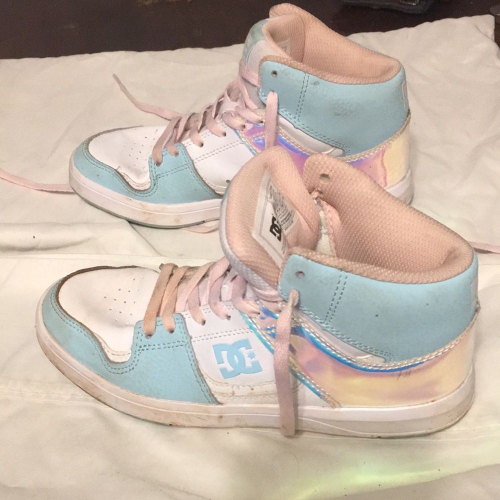 DC Kids' Blue and Pink High-Top Sneakers